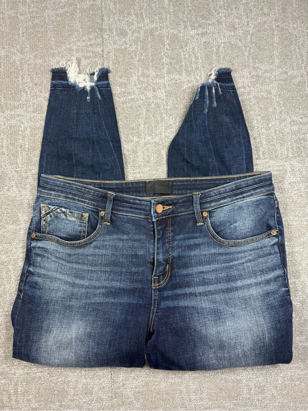 Buckle Black Ankle Skinny Raw Hem Blue Jean Women Size 31